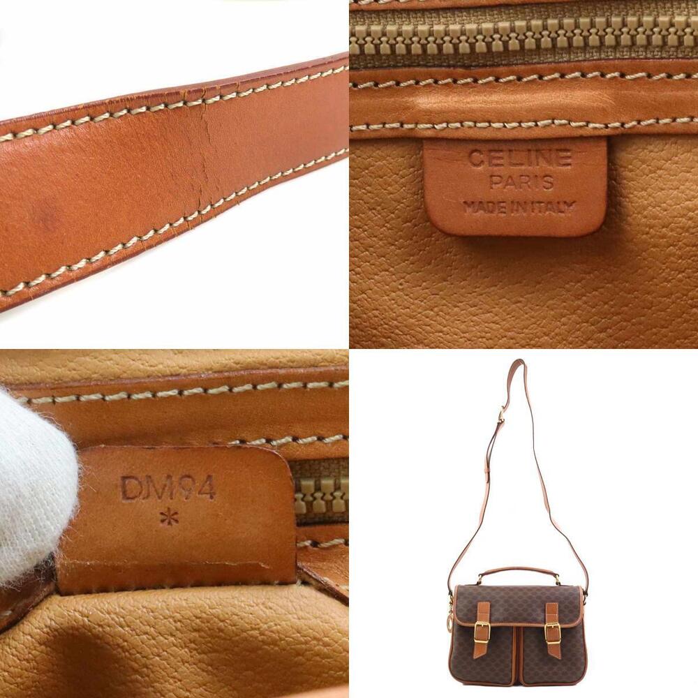 Celine Shoulder Bag Handbag Macadam Leather Brown Gold - Picture 5 of 5